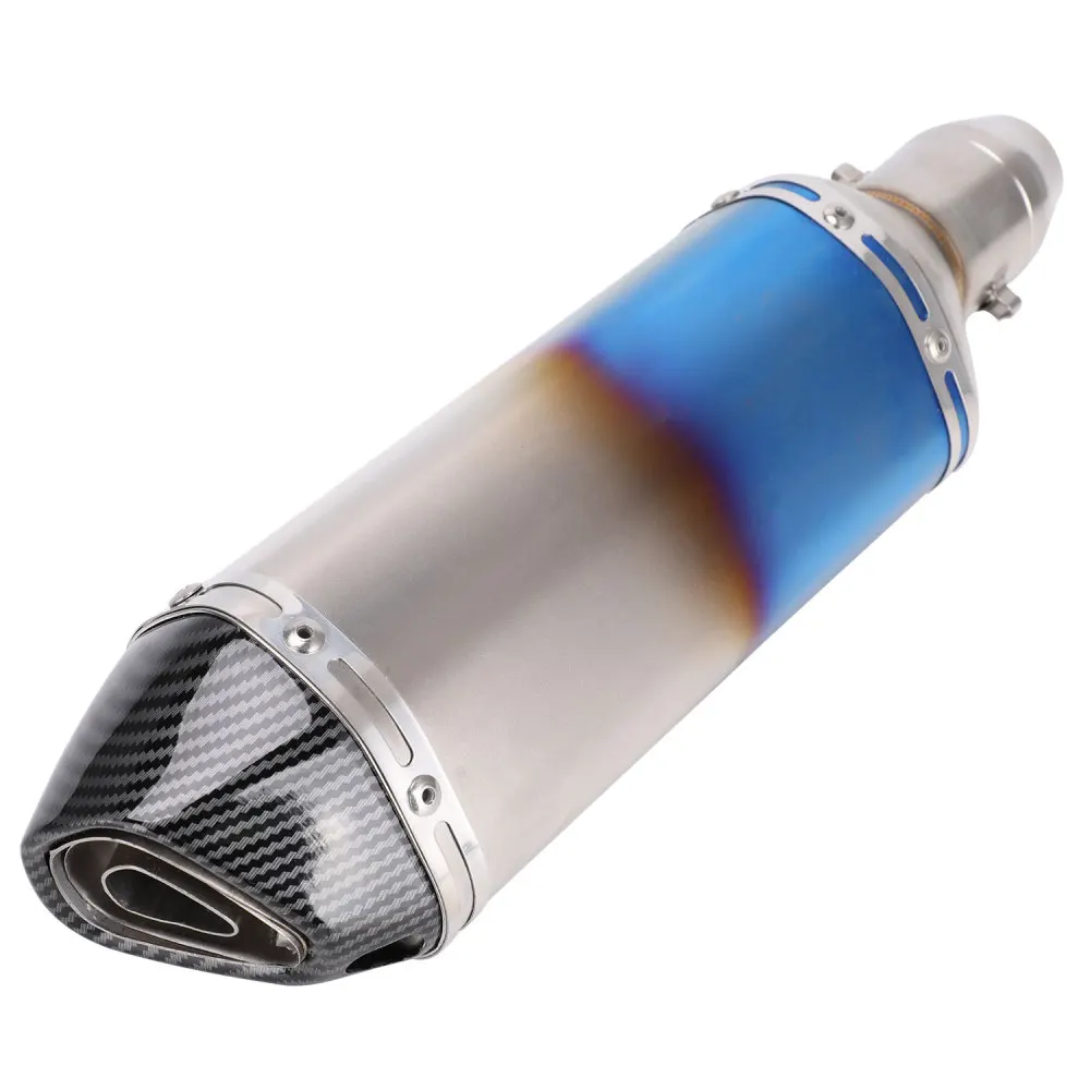 High Quality Motorcycle Muffler Exhaust Pipe Burning Blue Universal 55mm 33mm Interface