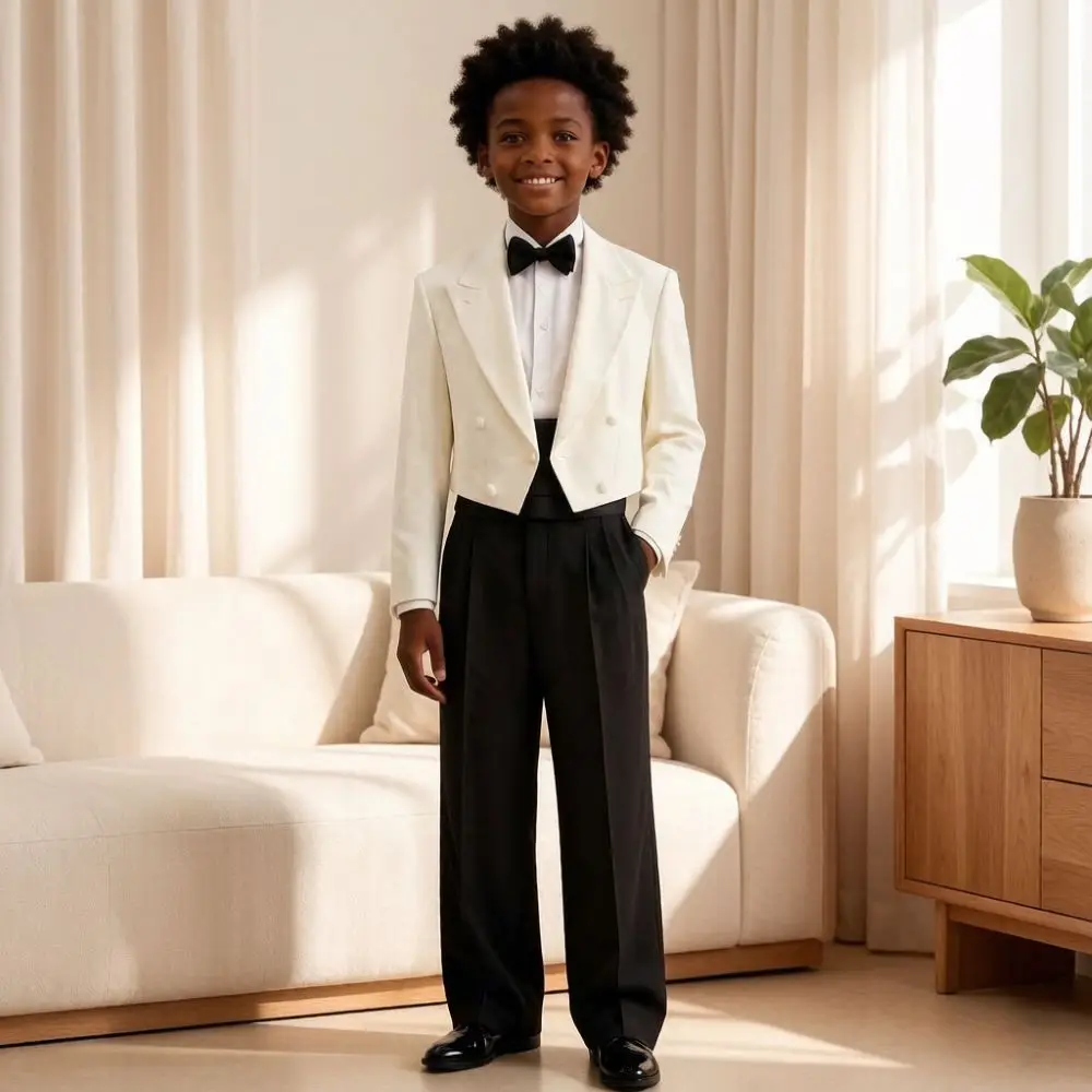 Boy Suits Double Breasted Tailcoat with Pants 2 Piece Custom Made Mix Match Separates For Galas Stage Performances Wedding Suit