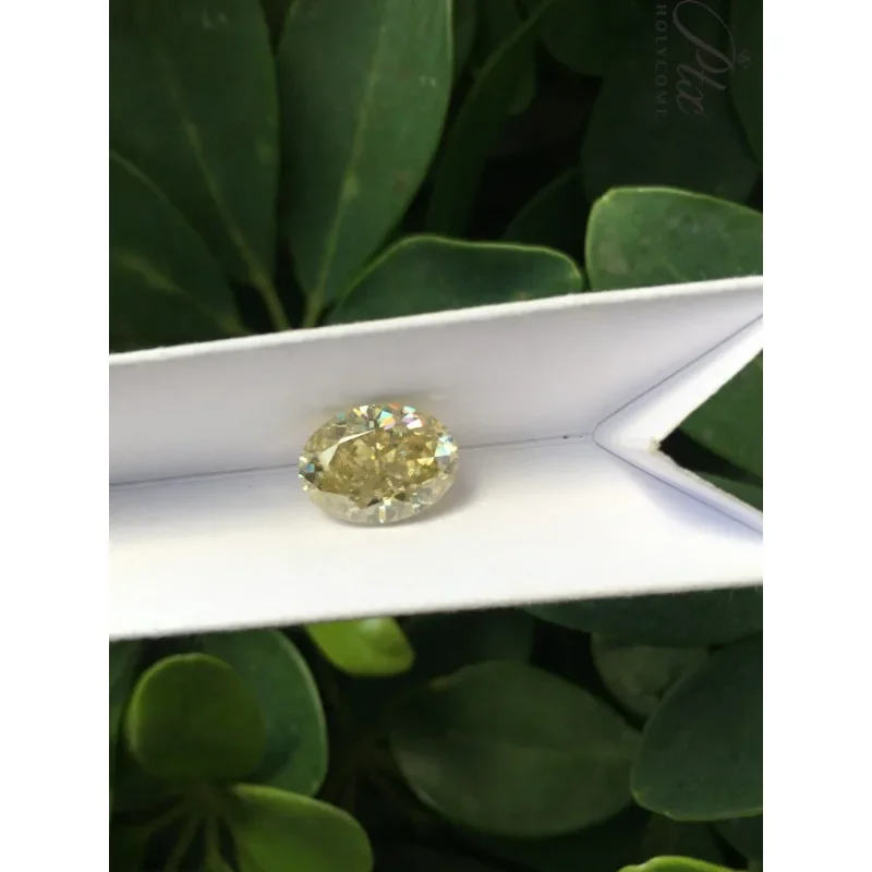 Holycome Crushed Ice Hybrid Oval Cut Moissanite 4x6-9x13mm Canary Yellow VVS1  Supplier Moissanite Diamond Test Positive