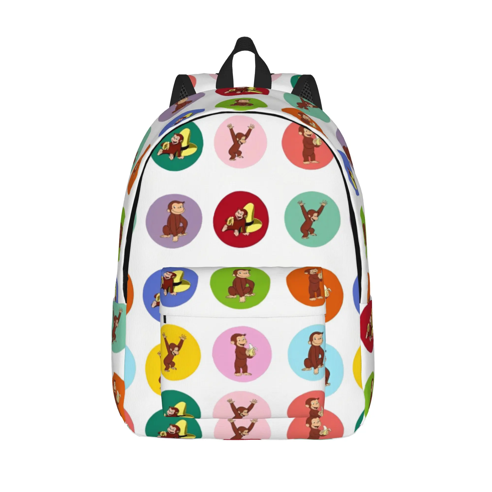 Curious George Monkey Cartoon Backpack for Men Women Casual Student Business Daypack TV Series College Shoulder Bag Sports