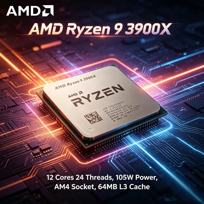 

AMD Ryzen 9 3900X Gaming CPU, 12-Core 24-Thread, 3.8GHz, 105W TDP, 64MB L3 Cache, AM4 Socket Unlocked Processor Loose No Package