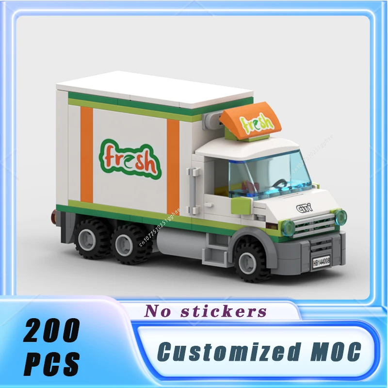 Classic City Vehicle Fresh Box Truck Building Blocks Model Bricks Display Collection Children's Toys Gifts 200PCS