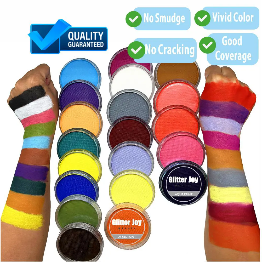30 g/pc GlitterJoy pigmento de maquillaje de pintura corporal facial activado por agua para Cosplay, Festival, disfraz de Halloween