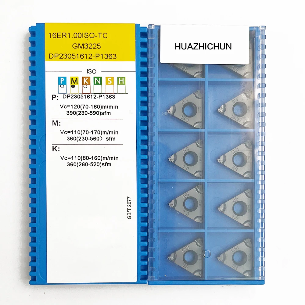 

HUAZHICHUN 16ER1.00ISO-TC GM3225 Carbide Inserts Milling Cutter Tool
