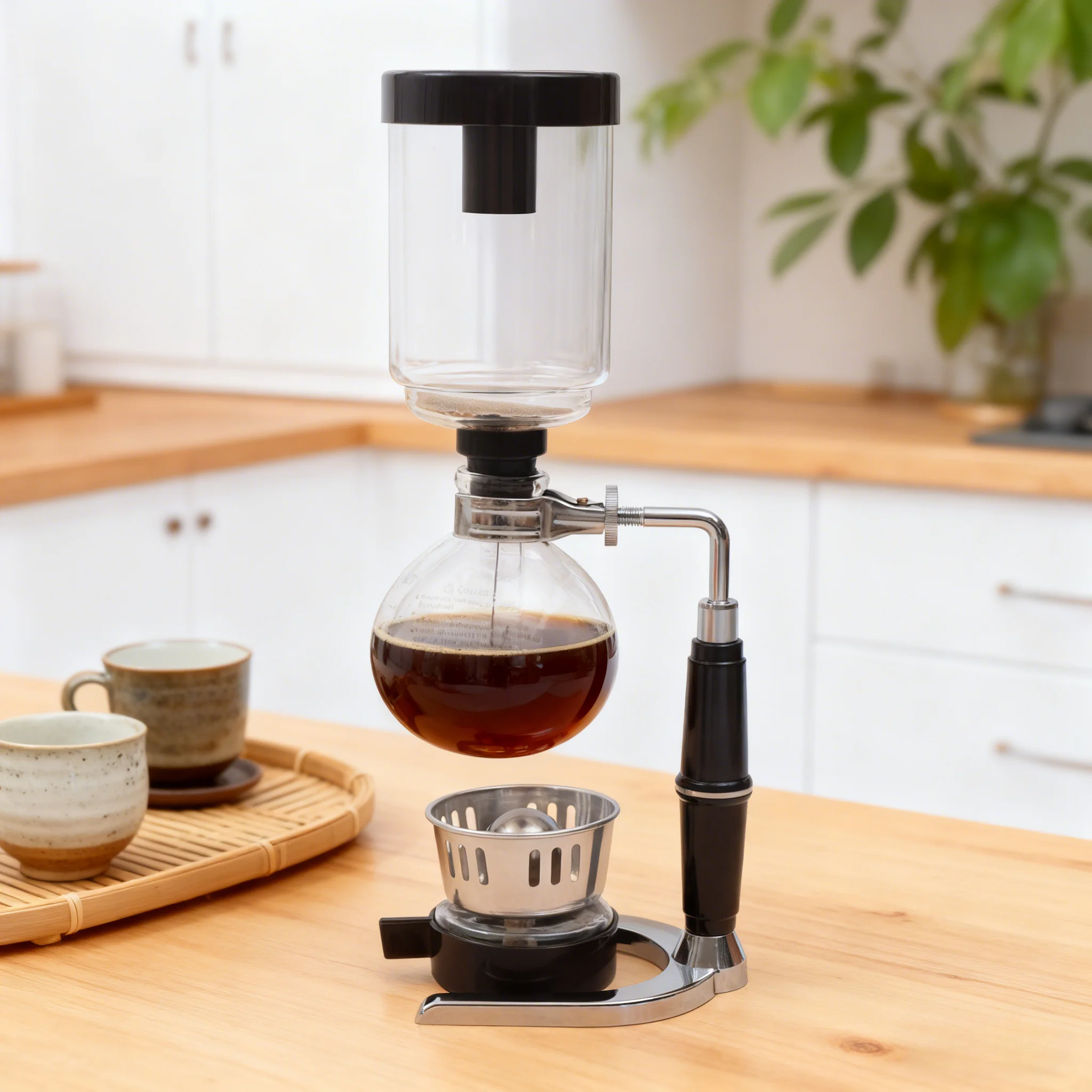 

3-чашкольная сифонная вакуумная кофеварка, настольный сифонный горшок с спиртовой лампой для домашнего бариста, ручное заваривание кофейного оборудования