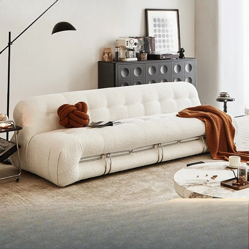 

Three-person straight row sofa single fabric sofa high-end bedroom lazy sofa