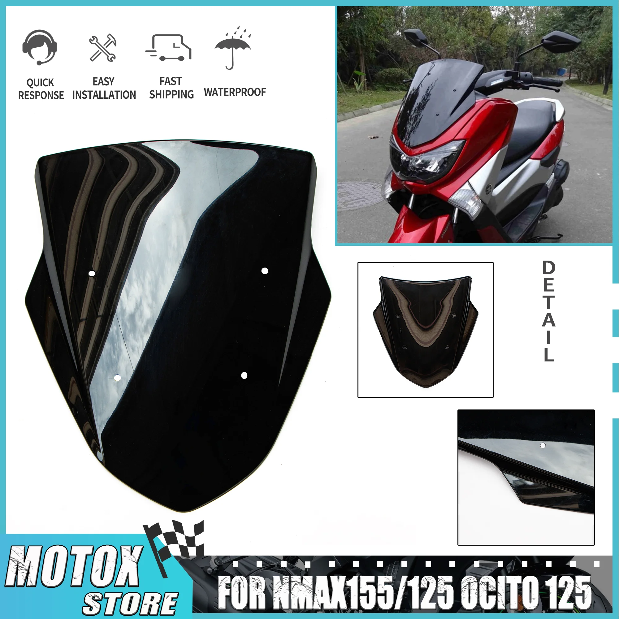 يصلح لياماها NMAX125 NMAX155 2015 - 2020 OCITO 125 15-18 الزجاج الأمامي منحرف دراجة نارية الزجاج الأمامي NMAX 125 155 #1