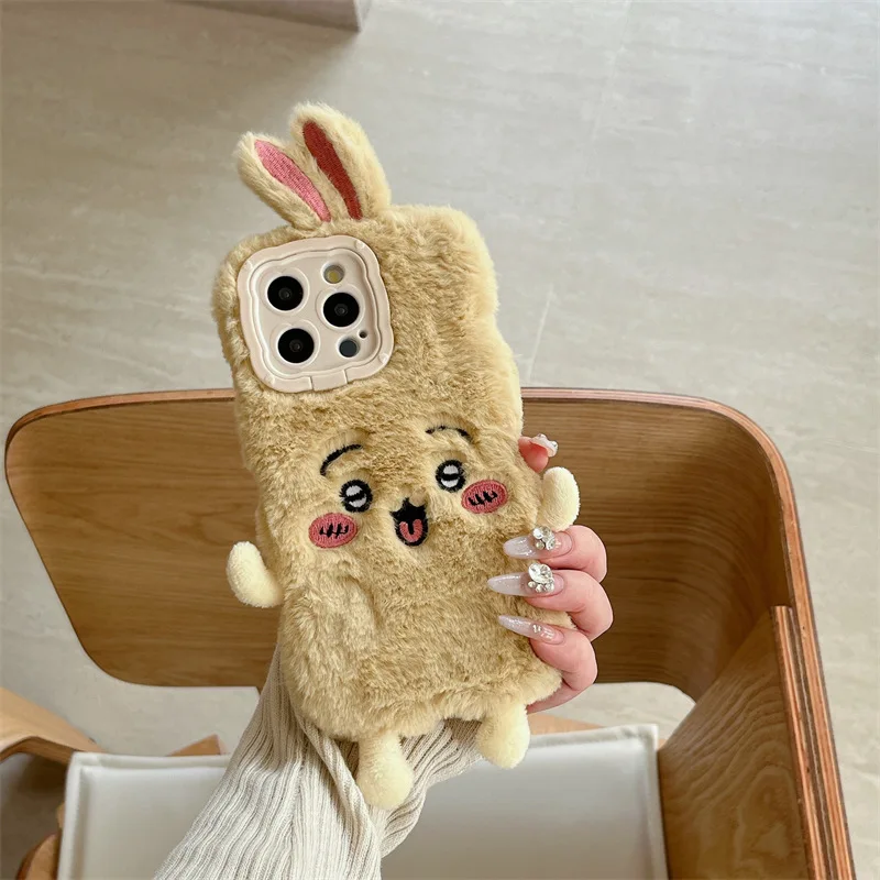 حافظة هاتف كاواي سانريو تشيكاوا من القطيفة الشاملة لهاتف آيفون 16 15 14 12 13 11 Pro Max لمنع السقوط