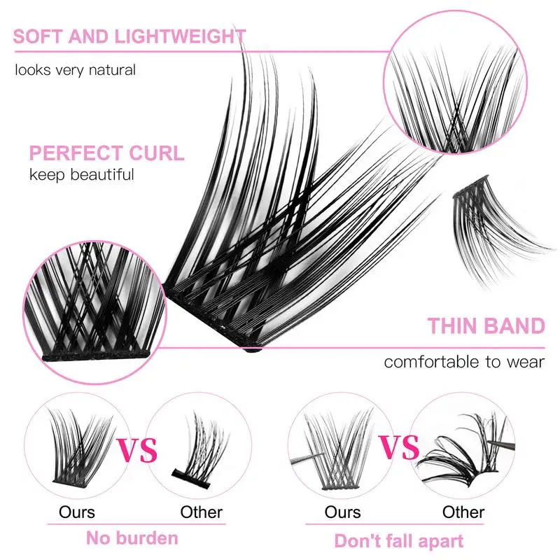 Eyelashes Extension Kit With Glue And Tweezers 100/120/140Pcs DIY Grafting Individual Eye Lashes Clusters Kit For Eye Makeup