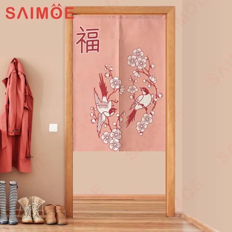 

Chinese Landscape Painting Fu Character Linen Shade Door Curtain Noren Bedroom Kitchen Living Room Home Decoration Accessories