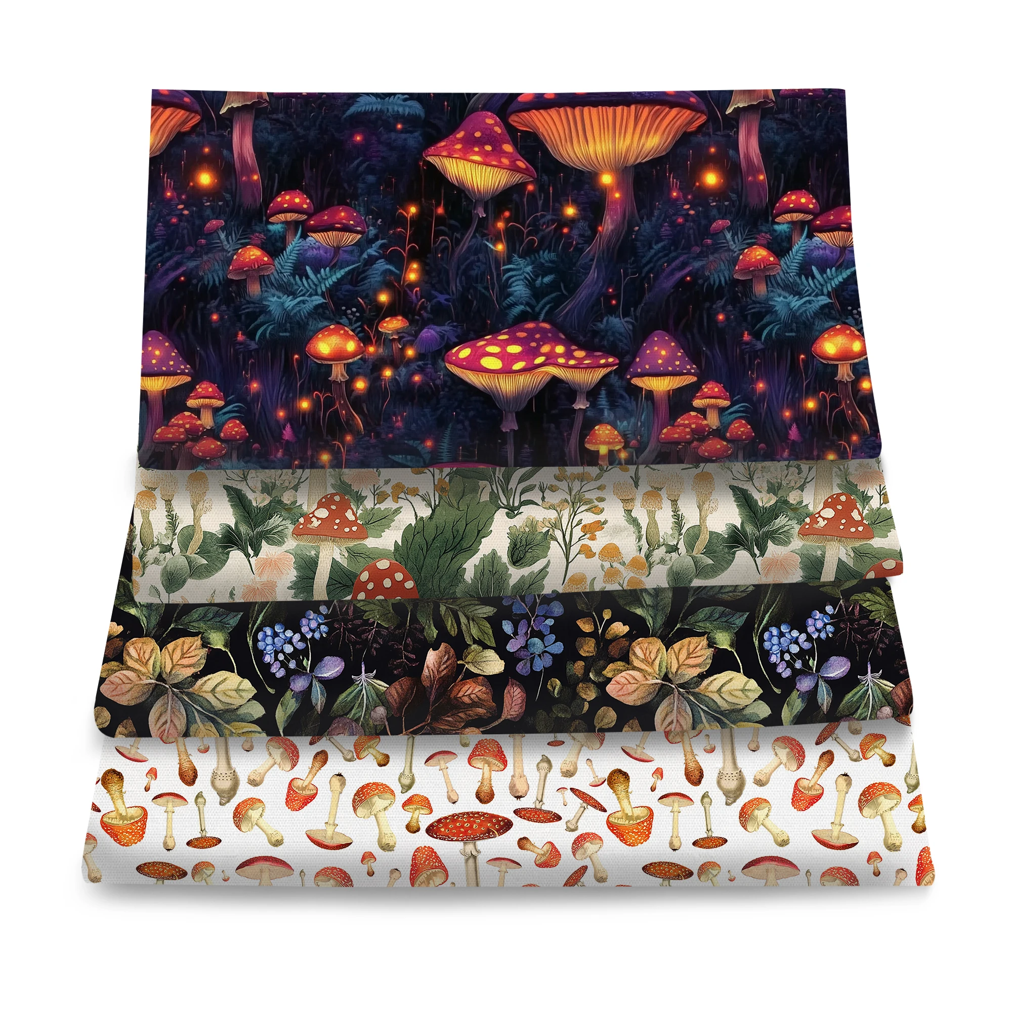 Pre-cut 4Pc/set 7.87x7.87inch(20x20cm) mushroom series Precut Quilting Fabric Fat Quarter Fabric Bundle