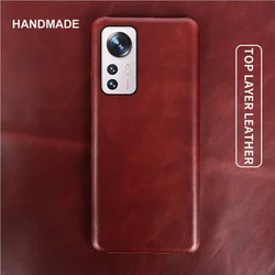 For Xiaomi 12t Pro Cases Oil Wax Pattern Genuine Leather Case Mi 14Pro 12SUltra mi12Lite 12X Cover Poco X7Pro X3 X4 Coque Fundas