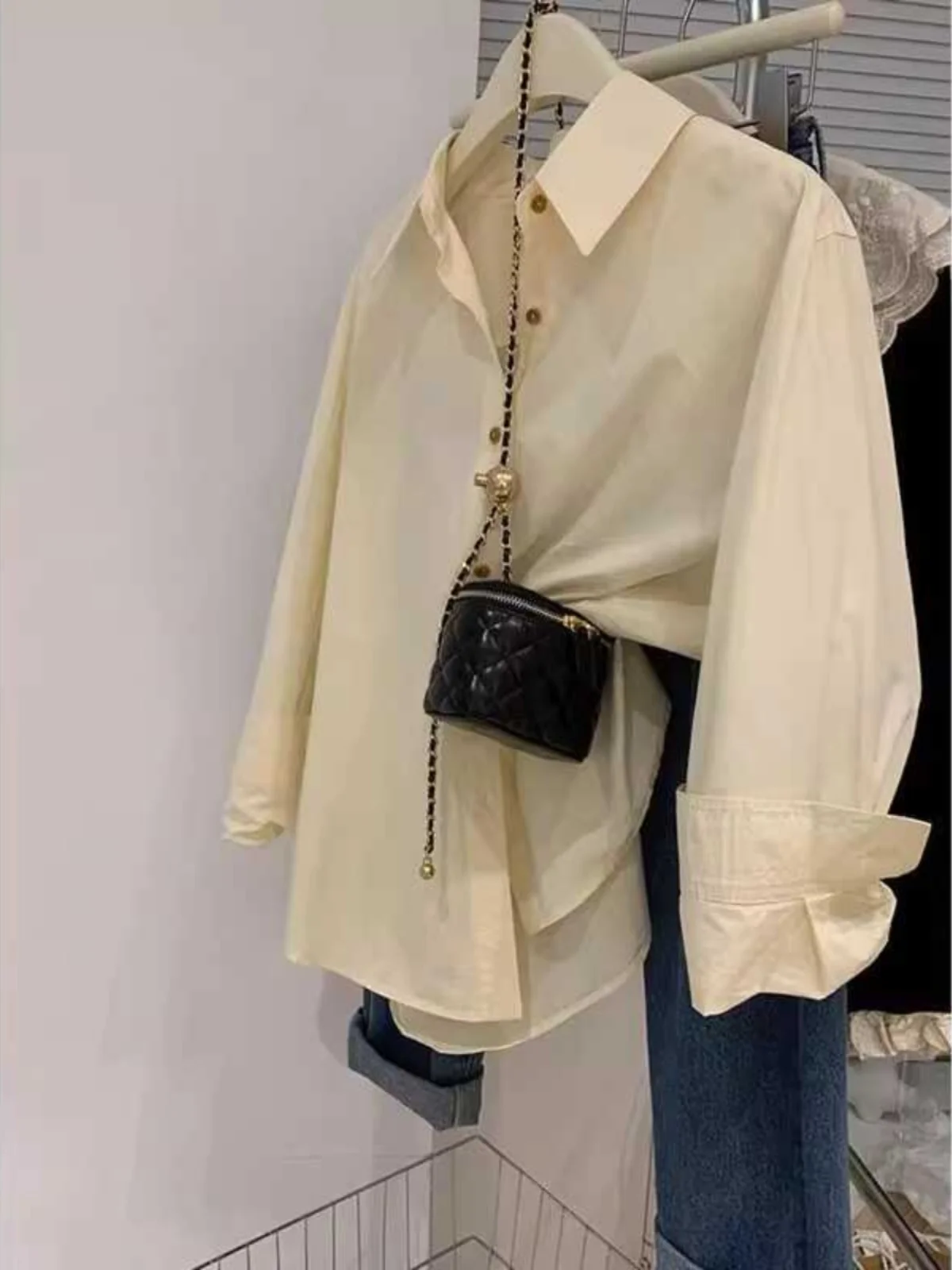 Loose Long Sve Women's irt Salt Series Chic Purple Spring Autumn New Sle Hong Kong Flavor Lazy Sle Top Coat