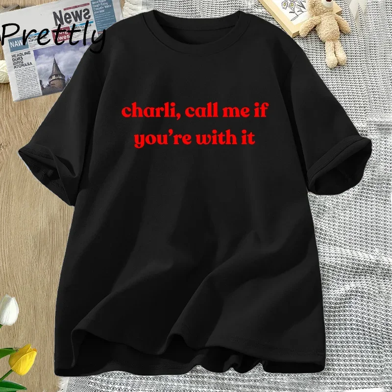 Charli Call Me Letter Print Tshirt Hit Me Hard Soft Concert Tee Lgbt Lesbian Pride T-shirt Women Lady Casual Cotton Short Sleeve