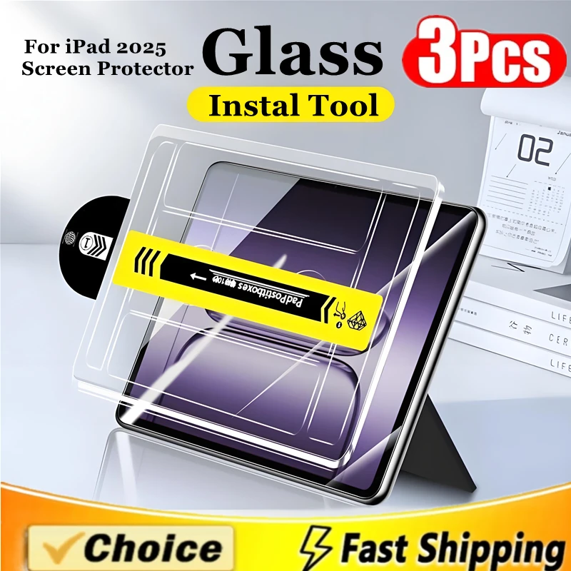

3PCS Accurate Install Tool Tempered Glass For iPad Pro 13 11 10 12.9 M4 M3 M2 10t 9t for iPad Air Mini 6 7 Screen Protector Film