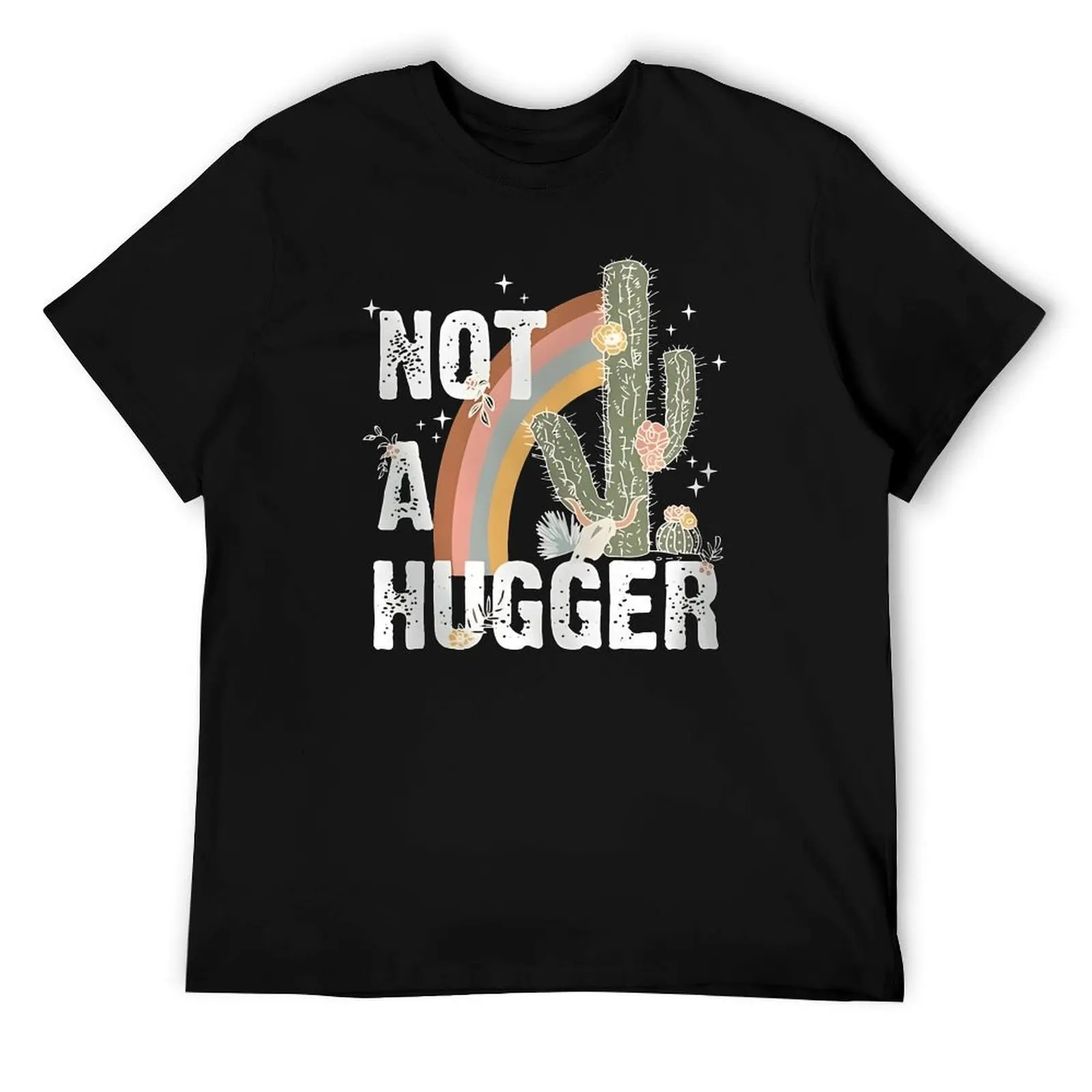 تي شيرت مميز من Not A Hugger Cactus Rainbow تي شيرت Harajuku Motion Humor Graphic Home مقاس أوروبي