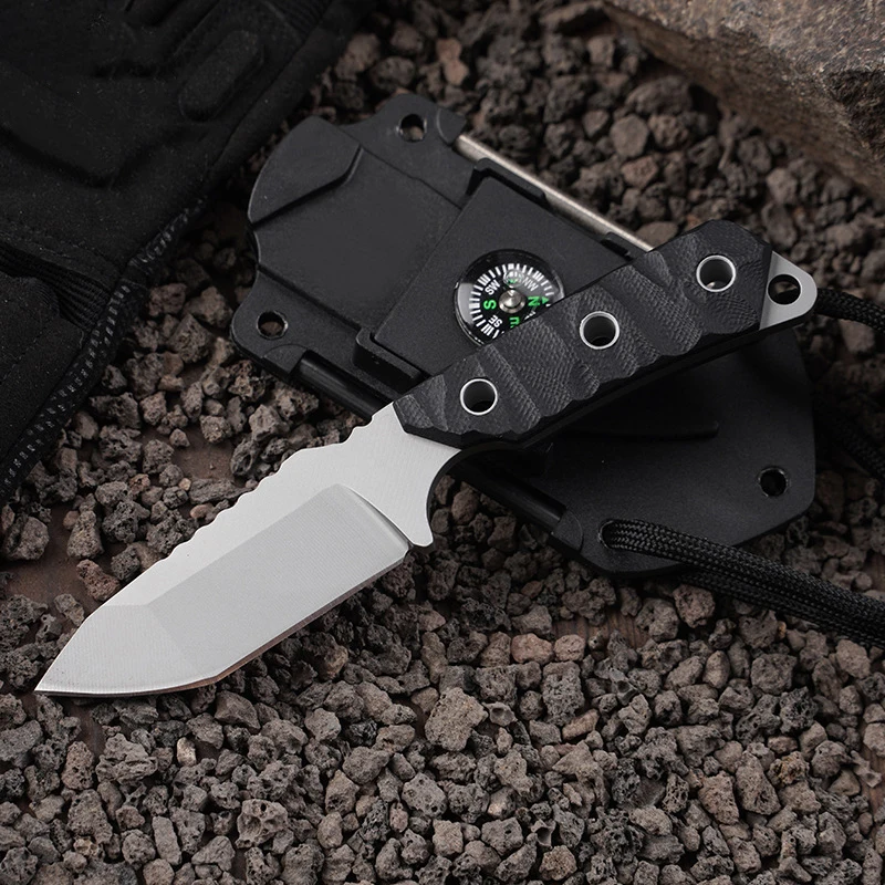 

Small Survival Knife With Compass Multifunction Fixed Blade Knife Outdoor Hiking Tactical Survival Tool EDC Pocket Knives