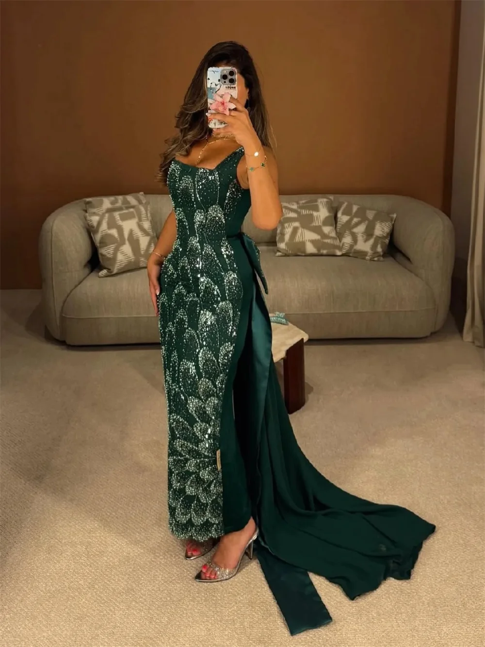 Contessa Dubai Customized Mermaid Prom Dress With Shiny Sequins Square Collar Vestidos de noche Ankle-Length Formal Evening 2025 image 5