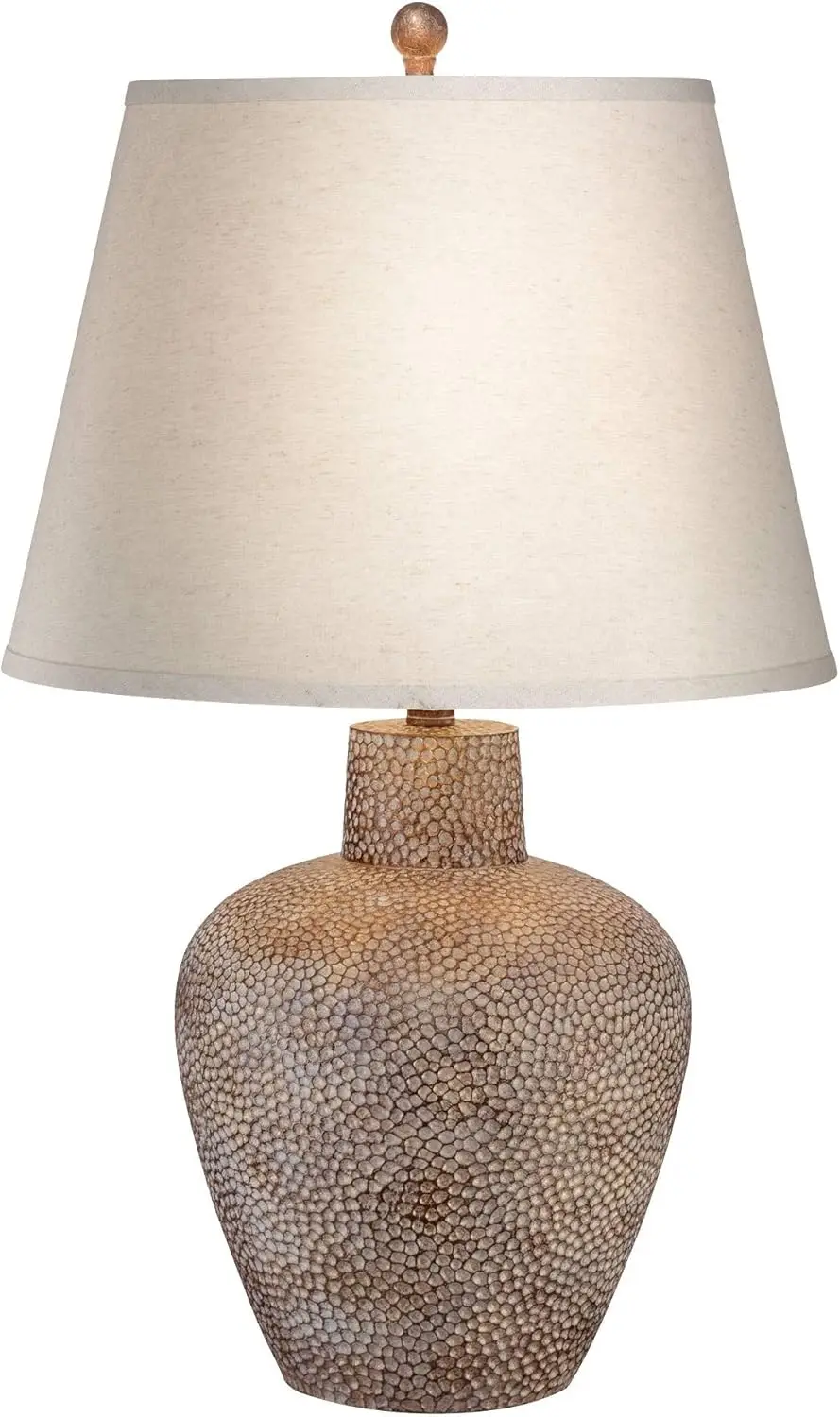 

Lighting Bentley Farmhouse Rustic Western Table Lamp with Table Top Dimmer 29" Tall Brown Leaf Hammered Pot Metal White Shad