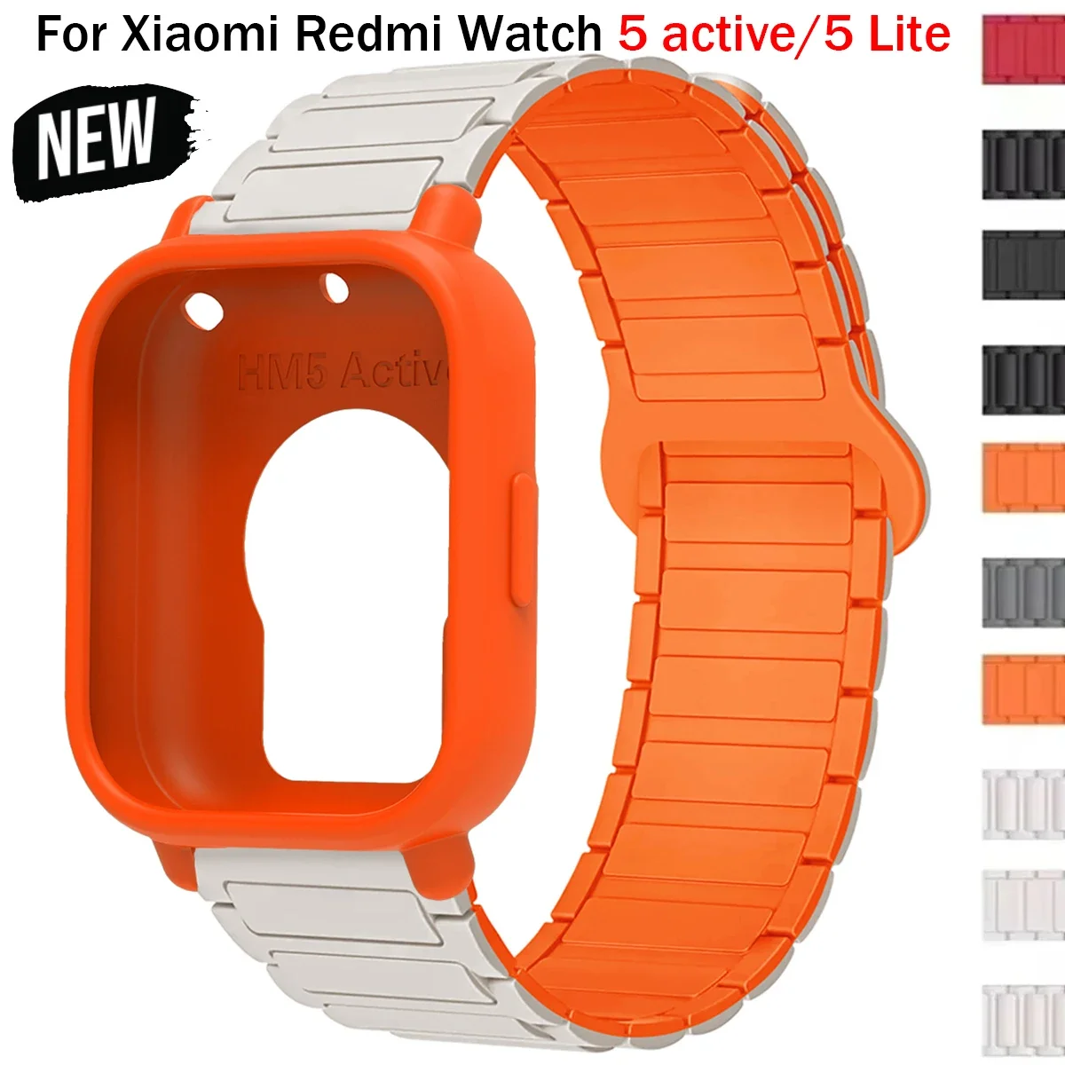 Hülle + magnetisches Silikonarmband für Redmi Watch 5 Active Cover Protector Screen TPU Soft Shell Sportband für Redmi Watch 5 Lite