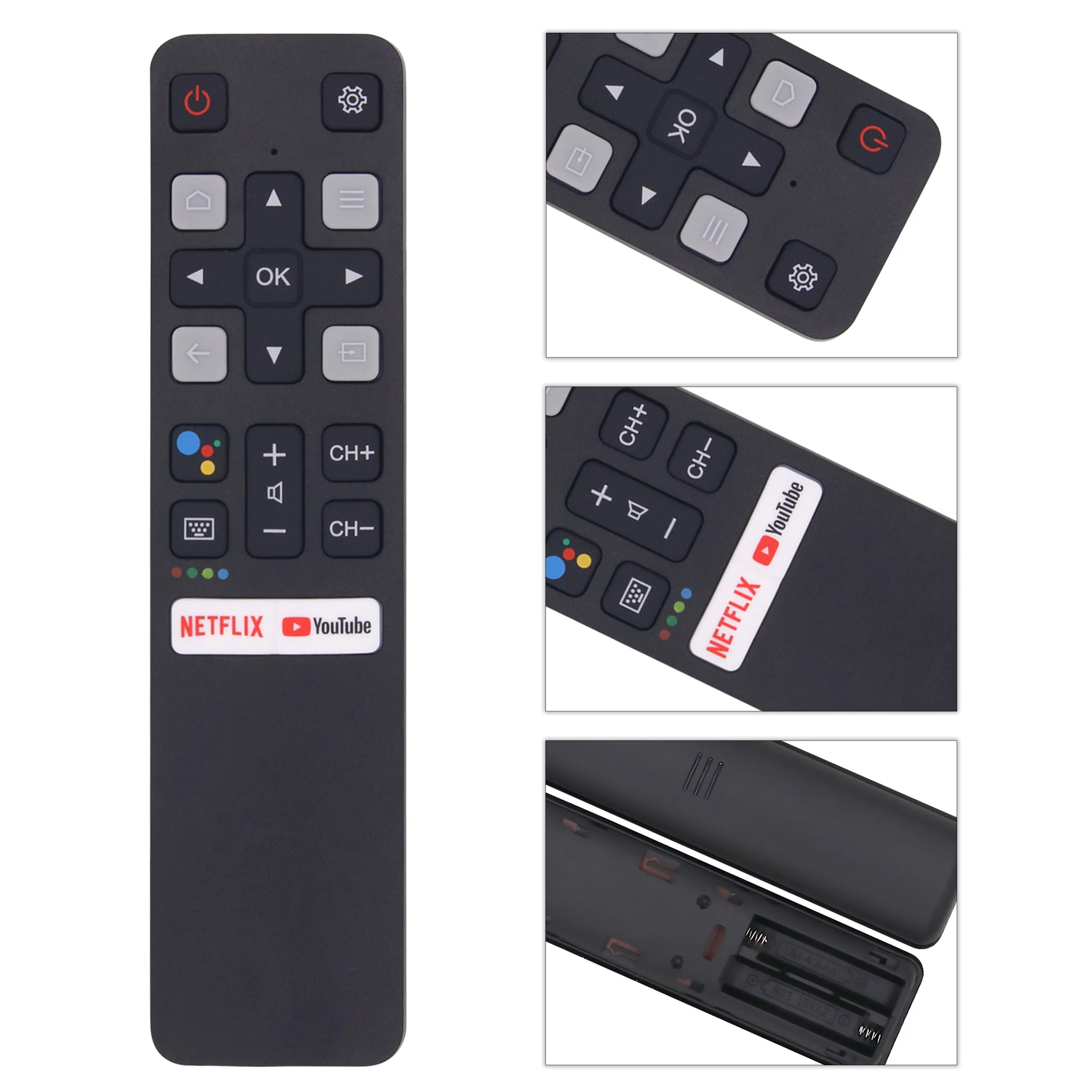 Replacement for TCL-Android-TV-Remote New Upgraded RC802V for TCL Smart TVs with Netflix YouTube shortcut