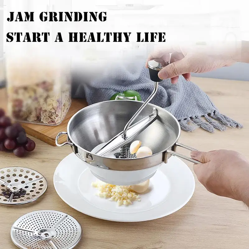 3 Perforated Discs Stainless Steel Professional Shredding Mud Fruit Vegetable Sieve Grater Baby Cooking Mill Food Blender