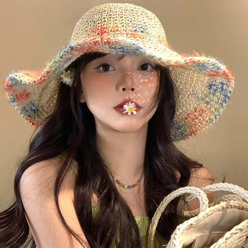 chapeau-de-paille-tresse-pour-femme-ideal-pour-l'ete-la-plage-et-les-vacances-protection-solaire-respirante-creux-a-large-bord-effet-amincissant-pour-le-visage