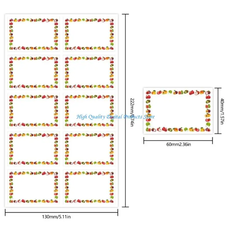U2JE 100Pcs Fruit Pattern Sticker Adhesive Container Labels Freezer Labels For Bottles Jar Scrapbooking School Project