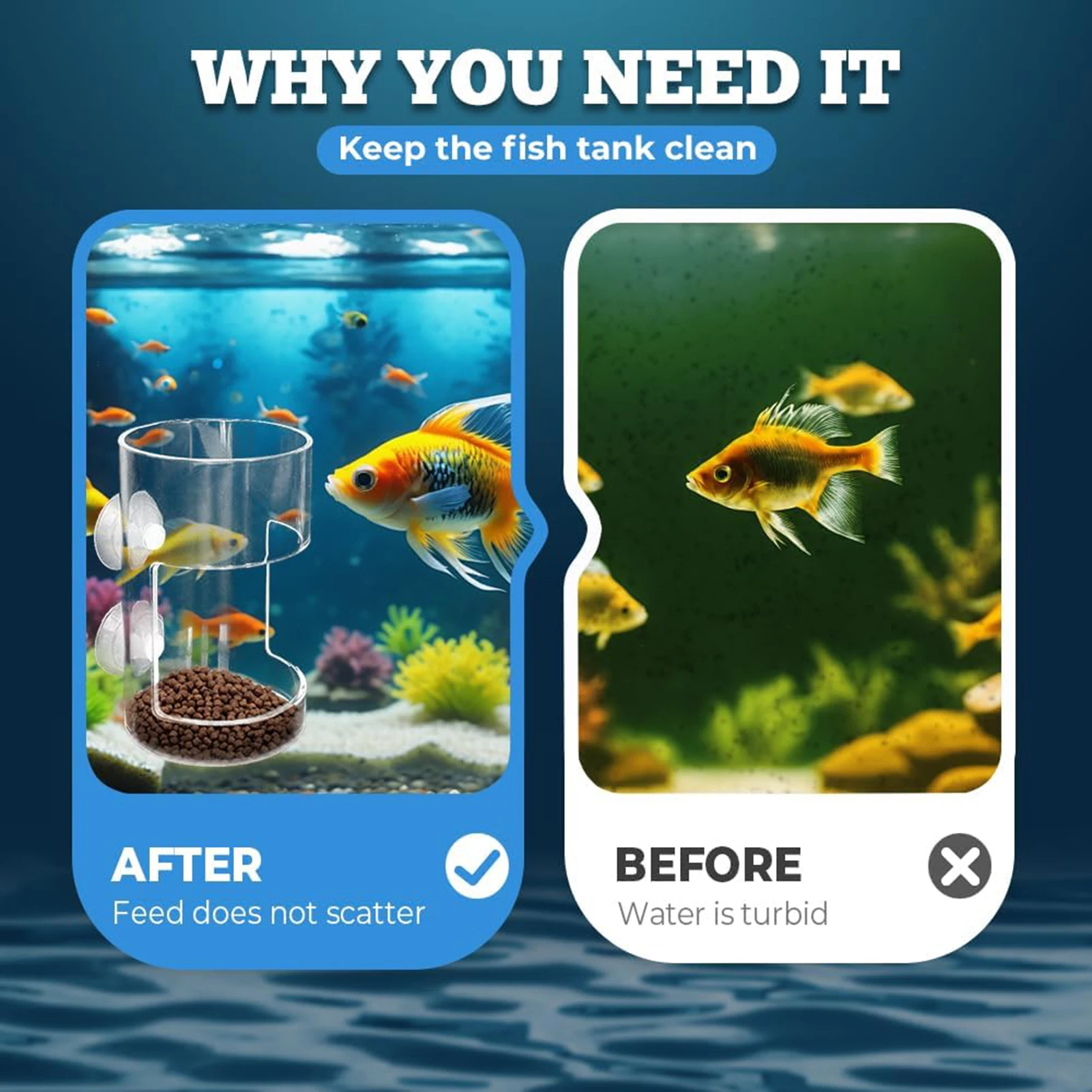 Aquarium-Futterteller aus Kunststoff mit Saugnapf, rundes, quadratisches Design, verhindert die Verstreuerung von Futter, hält den Aquarium sauber für kleine Fische und Garnelen – Detail 6