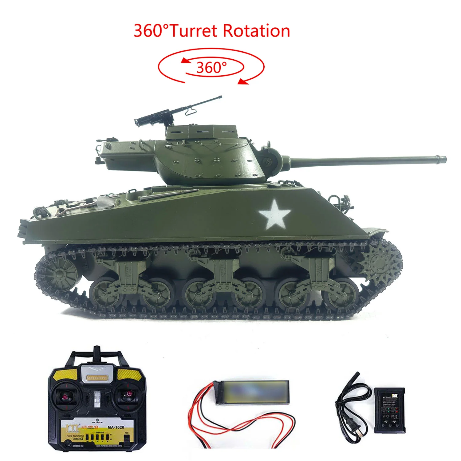 

2.4Ghz Mato 1/16 Metal M36B1 Destroyer Infrared Recoil RTR RC Tank Model 1231 Army Green 360° Rotating Toy Car TH00677-SMT7