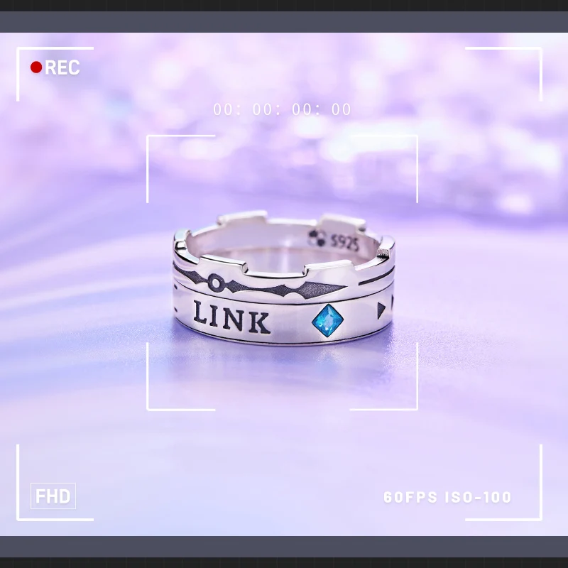 Link Click Anime Ring for Men/Women 925 Sterling Silver Cheng Xiaoshi Lu Guang Qiao Ling Action figure Gift