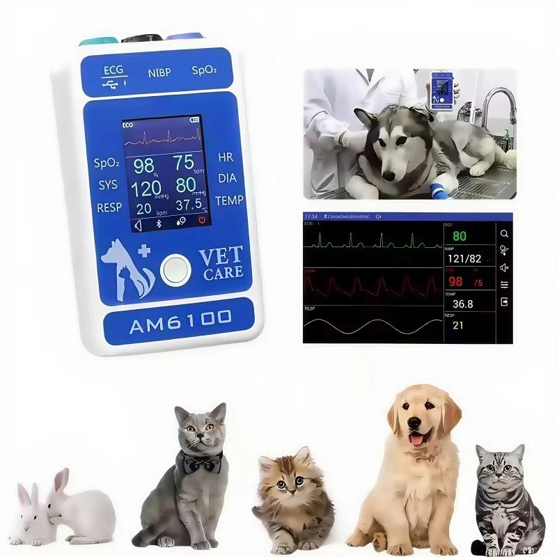 

Veterinary monitors can handle various vital signs of animals and pets, such as blood pressure, blood oxygen saturation, ECG, et