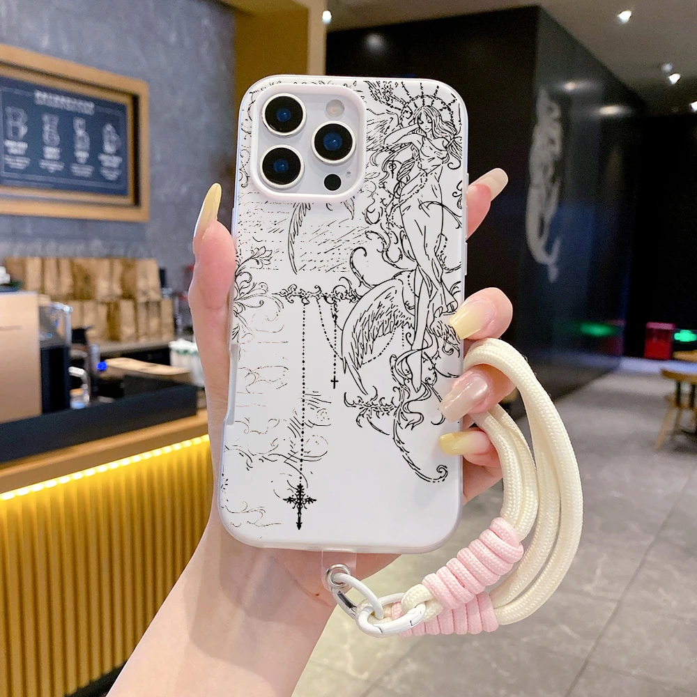 Gothic Angel 2-in-1 Handyhülle für Samsung Galaxy S26 Ultra S25 S24 S22 S23 Plus FE A56 A55 A35 A36 A37 5G mit Lanyard-Abdeckung – Detail 4