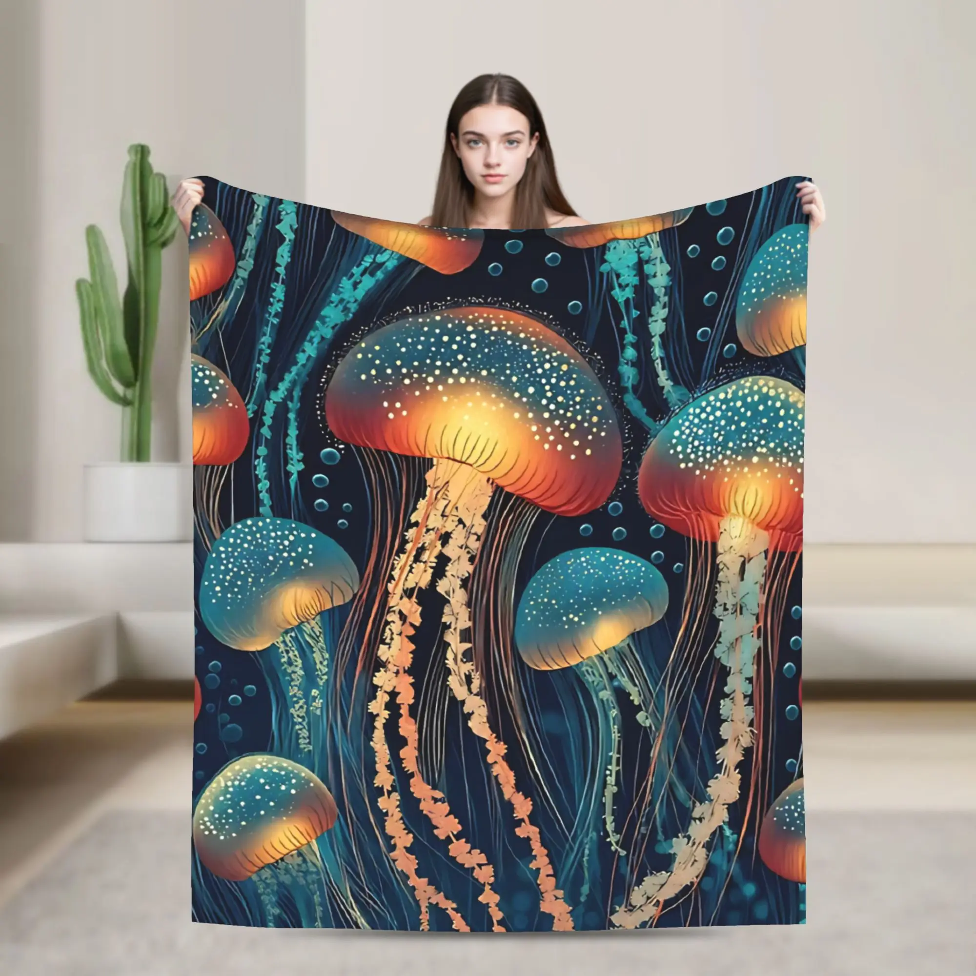 Yayoi Kusama Jellyfish Blankets  Fuzzy Novelty Warm Throw Blankets for Home Restaurant Summer