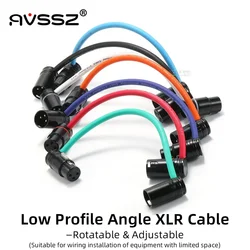 AVSSZ Low profile 3 Pin XLR Connector Cable Right Angle L Shape Plug 10cm-2m, Microphone Mixer Amp Professional Audio Line
