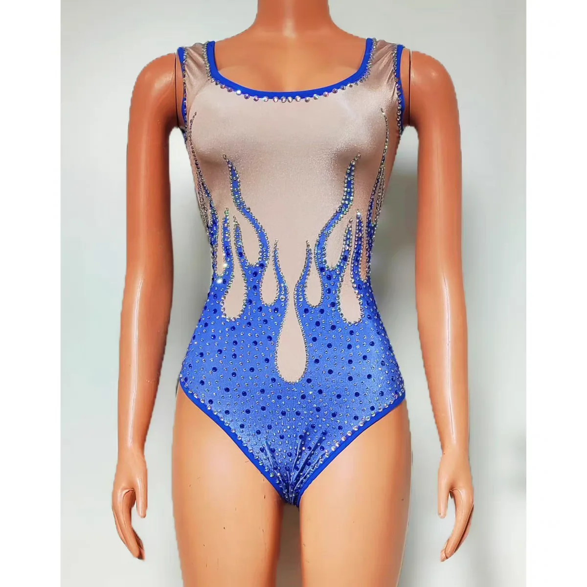 Bar DJ Nachtclub Zangeres Dans Team Prestaties Kleding Sexy Volledige Diamond Jumpsuit Party Thema Show