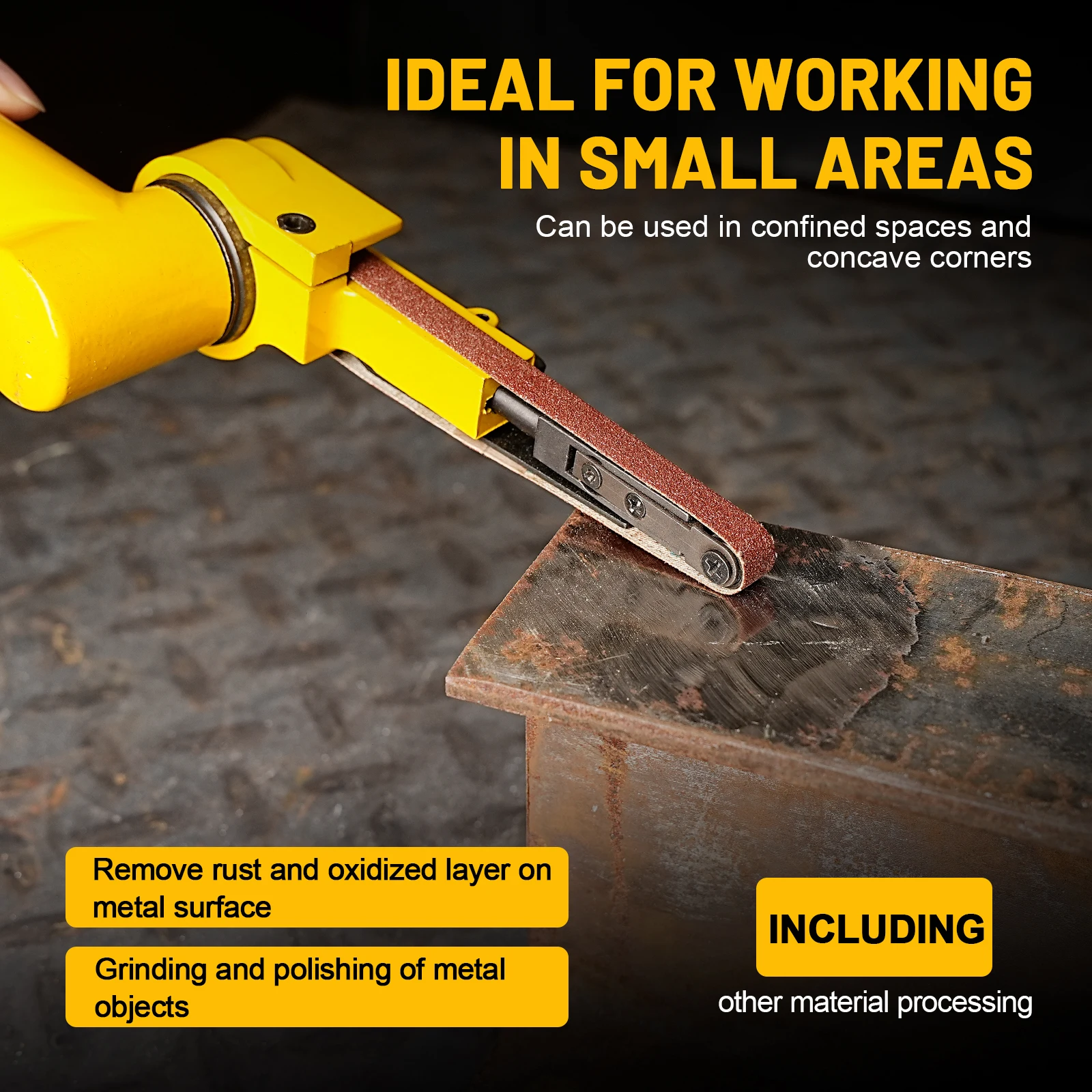 330x10mm Air Belt Sander Air Compressor Angle Grinder Adjustable Pneumatic Grinding Machine With 12Pcs Sanding Belt