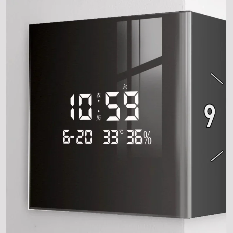 Living Room Electronic Corner Clock Black White Simple Home Decor Bedroom Double Wall Clock Home Decor Luxury Art Ornaments