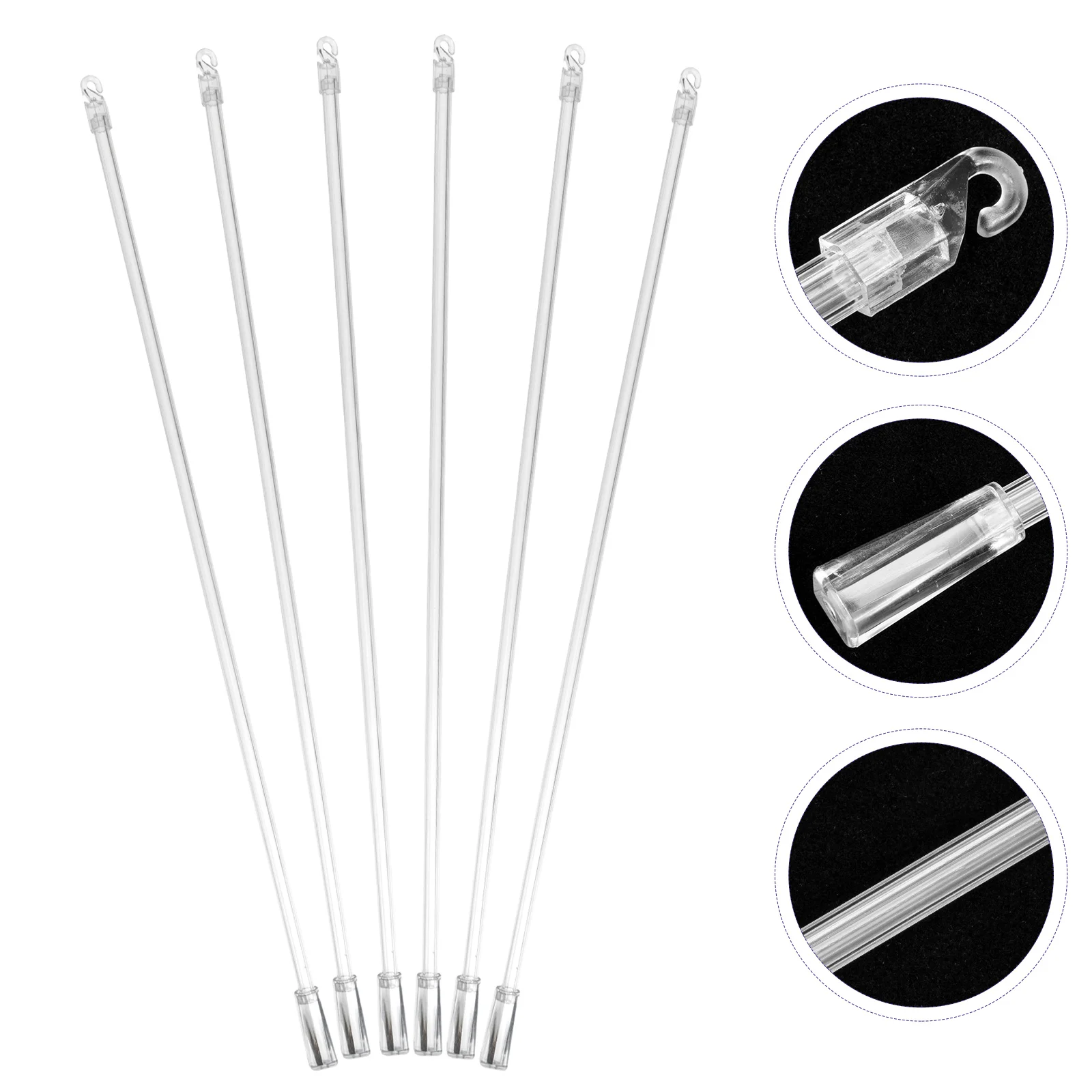 

17 Inch 6pcs Venetian Blinds Pulling Rod Transparent Curtain Accessories Window Shades Cordless Blinds Pulling Rods With Hook