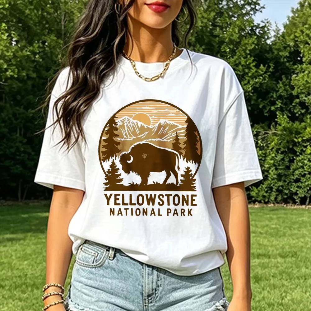 Vintage Yellowstone National Park T Shirt Retro US Parks Tee Trendy Granola Girl Gorpcore Boho Forestcore Clothing Cotton Tees