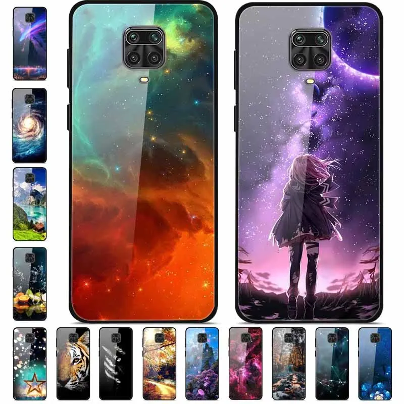 Para Xiaomi Redmi Note 9S Funda Note 9S vidrio templado Fundas de Funda de moda de lujo para Redmi Note 9 Pro 9Pro parachoques suave trasero duro