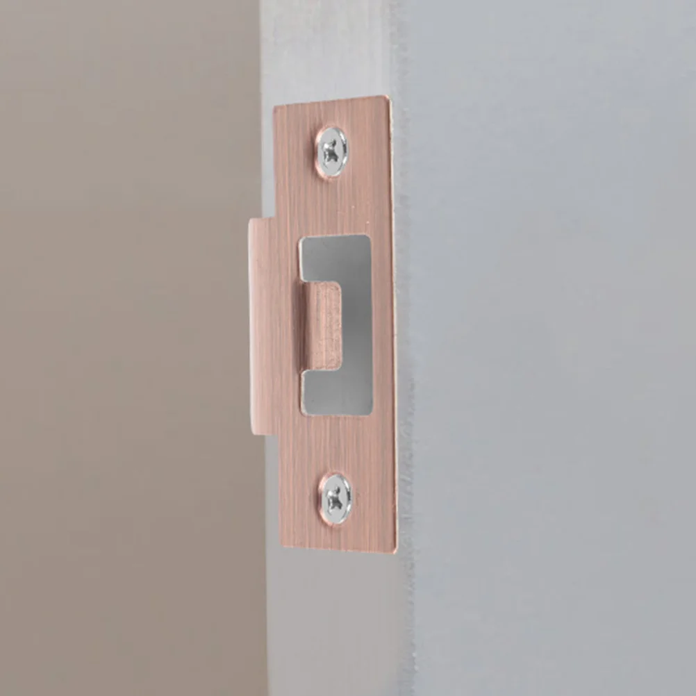 Placas guia de língua de bloqueio, 2 peças, acabamento de metal, placas de greve de porta, fivela em forma de t para instalação suave, porta de madeira