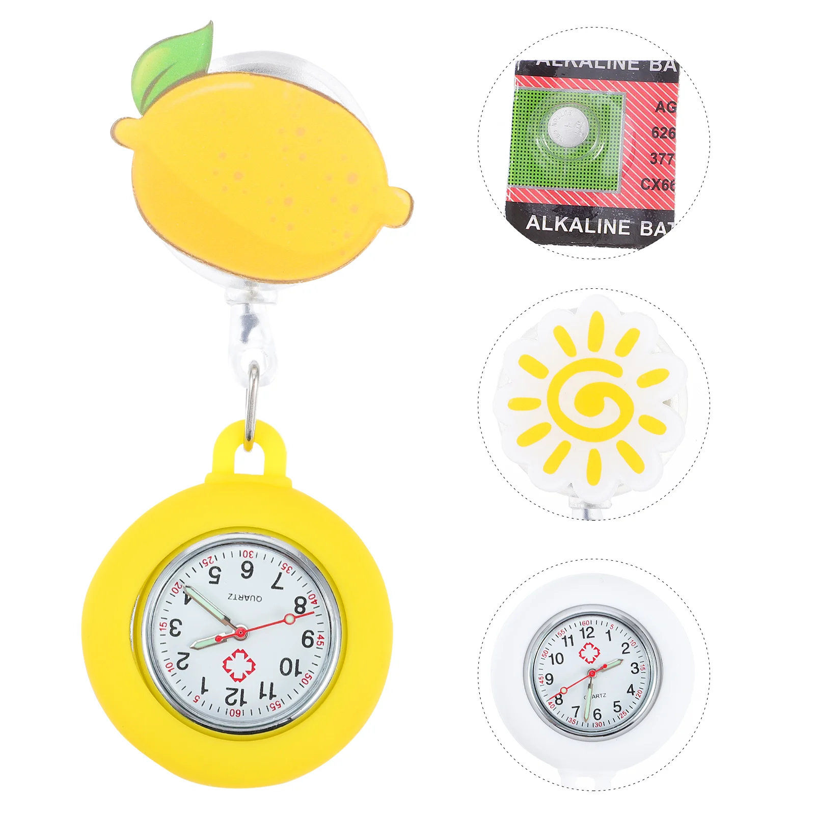 Pocket Watch Light Yellow Retractable Nurse Alloy Creative Chest Decorative Durable