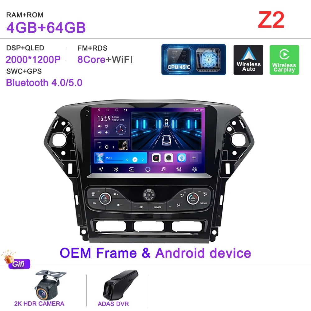 Auto GPS Android 16 Auto Radio Voor Ford Mondeo MK4 2007-2014 Stereo Head Unit Geen 2din DVD Scherm 5G Navigatie stereo Auto GPS