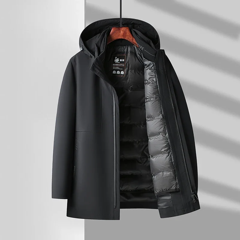 Men's Zipper Jacket with Detachable Inner  Autumn and Winter Men Liner Down Coat Casual Hooded Down Jacket for Male