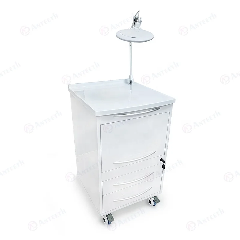 Multifunctional Beauty  Trolley  Marble Countertop Foot Treatment Cabinet  Magnifying Lamp Dental Clinic Storage Cabinet