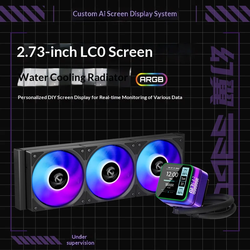 X-GAMERX S360 ARGB All-in-one water cooling radiator/Support LGA1851/1700/115X/1200/AM5/AM4/2.73-inch magnetic LCD screen