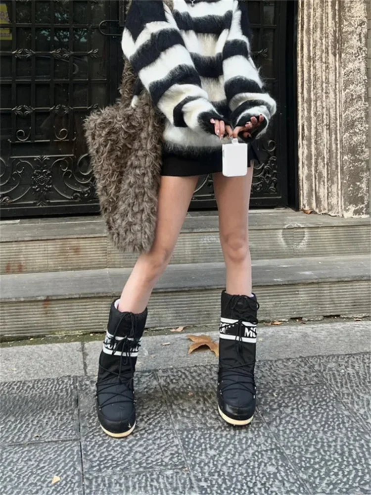 

Модные женские зимние ботинки Thi Bot с большой головкой, новые зимние ботинки Cotton oes, водонепроницаемые противоскользящие ботинки на подкладке Faion...