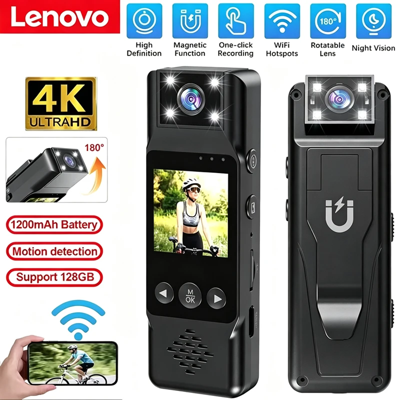 Câmera Esportiva OnePlus Portátil Mini Câmera 4K HD Wifi com Clipe Magnético Gravador de Vídeo Digital Câmera Corporal Visão Noturna DVR
