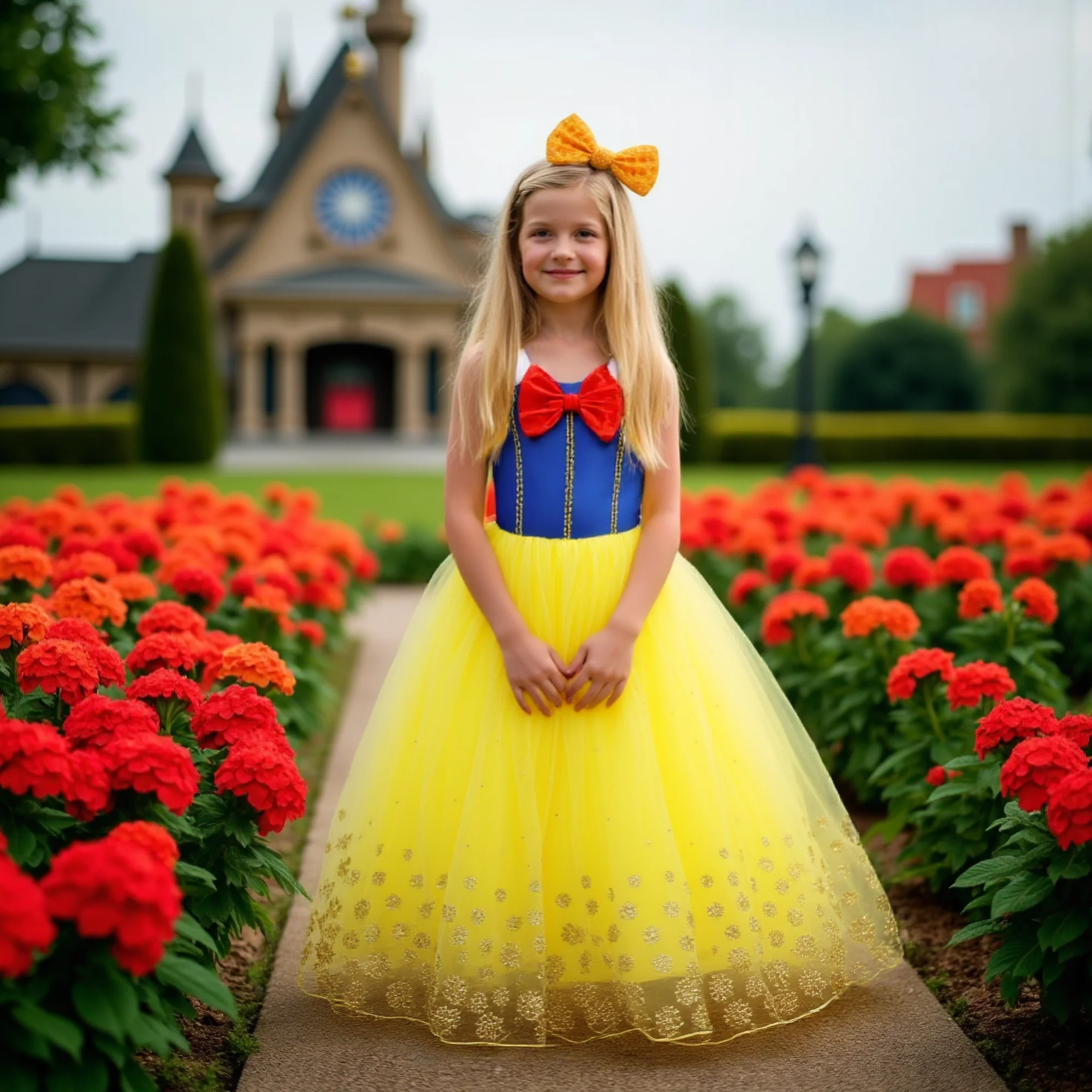 

Girls Blue-Yellow Princess Snow White Birthday Party Cosplay Halloween Christmas Dress Up Carvinal Holiday Dancing Dresses